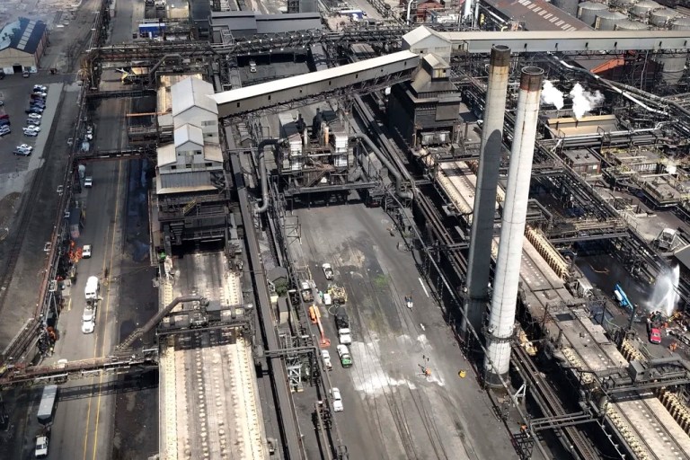 This is a portion of the Clairton Coke Works, a U.S. Steel plant, in Clairton, Pa., Tuesday, Aug. 12, 2025. (AP Photo/Gene J. Puskar)