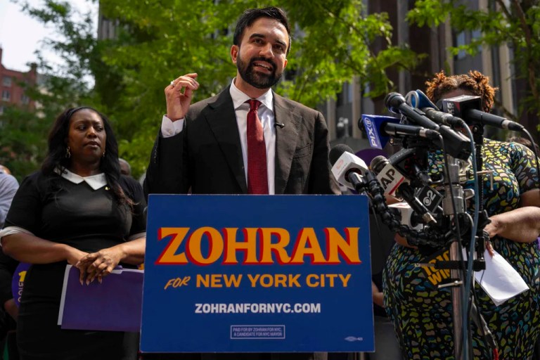 New York City Democratic mayoral candidate Zohran Mamdani speaks during a press conference outside the Jacob K. Javits federal building Thursday, Aug. 7, 2025, in New York.