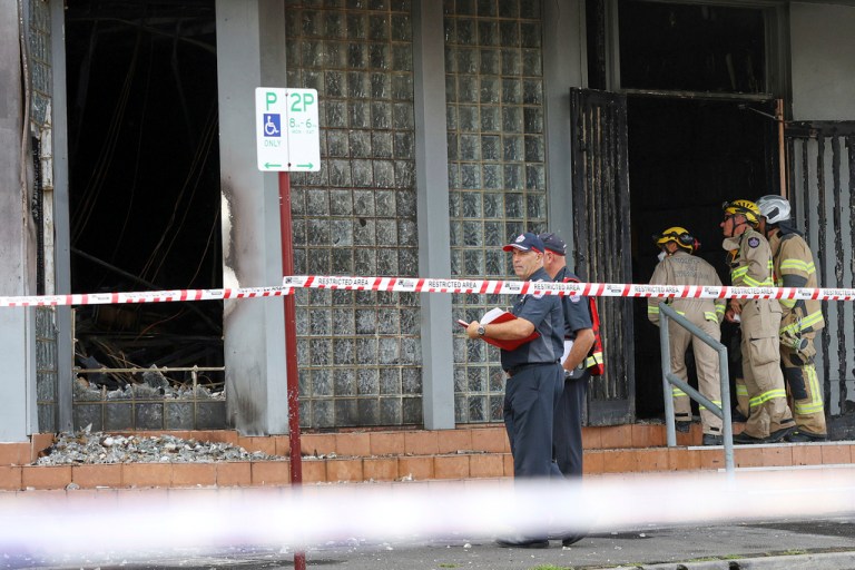 Fire crews and police at the scene of a fire at the Adass Israel Synagogue in Ripponlea, Melbourne, Australia, Dec. 6, 2024.