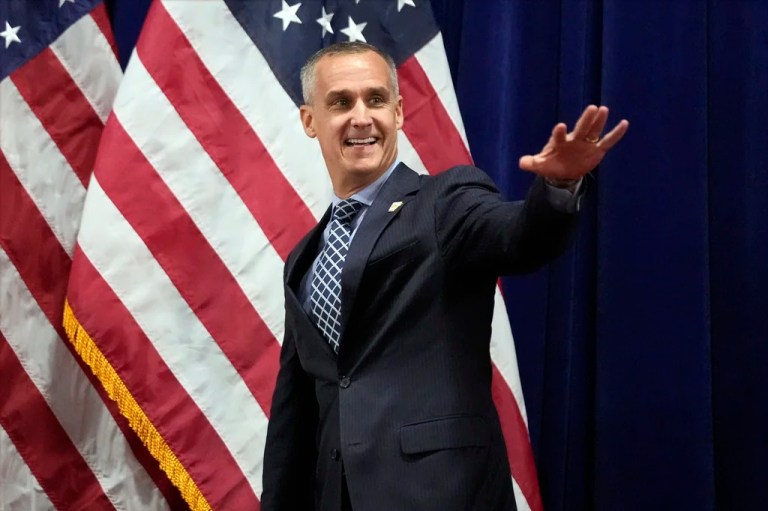 Corey Lewandowski arrives before Republican presidential nominee former President Donald Trump speaks at a campaign town hall at the Greater Philadelphia Expo Center & Fairgrounds, Monday, Oct. 14, 2024, in Oaks, Pennsylvania.