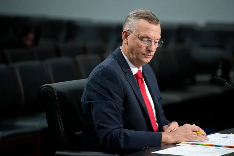 Secretary of Veterans Affairs Doug Collins testifies during a House Committee on Appropriations subcommittee budget hearing on Capitol Hill, Thursday, May 15, 2025, in Washington.