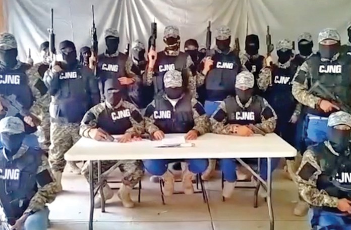 Photo of heavily armed men thought to have originated with the violent cartel.