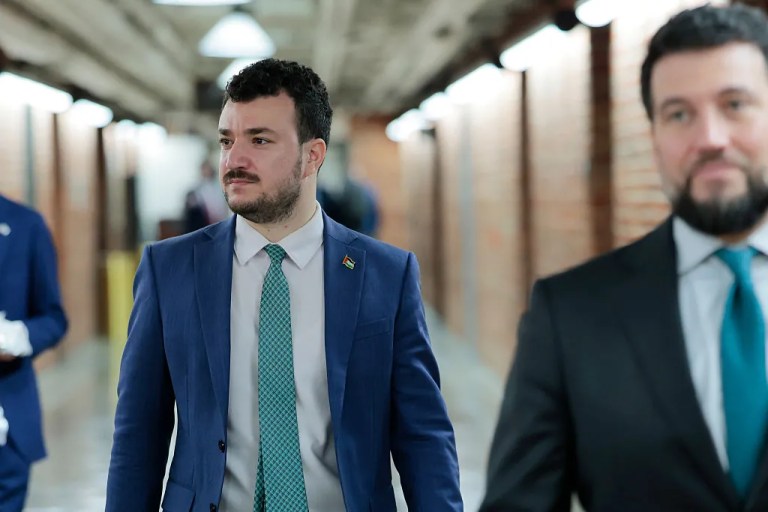 Former Columbia University graduate student and Palestinian activist Mahmoud Khalil walks to a meeting in the Russell Senate Office Building on July 22, 2025 in Washington, DC. (Anna Moneymaker / Getty Images)