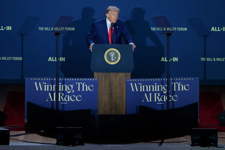 President Donald Trump speaks during the 