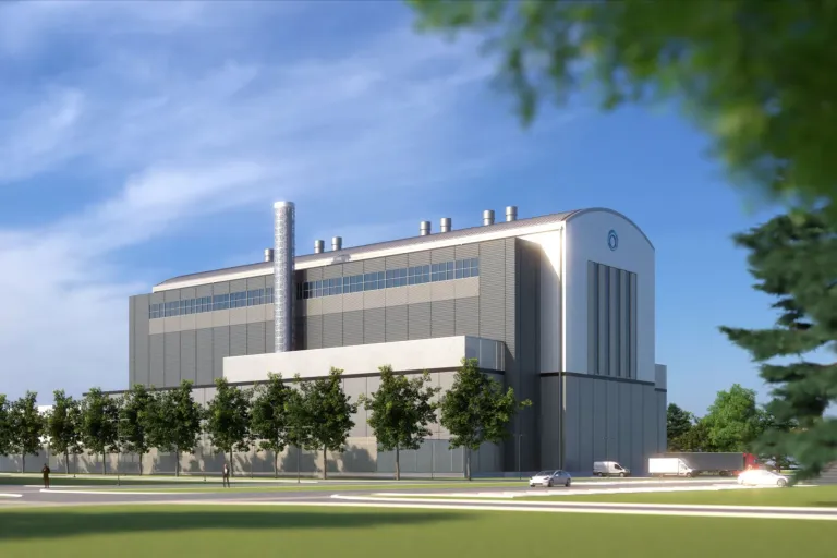A rendering of the Hermes 2 plant in Oak Ridge, Tennessee. (Kairos Power)