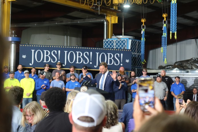 Vice President JD Vance speaks to voters in Peachtree, Georgia, on August 21, 2025. (Samantha-Jo Roth/ Washington Examiner)