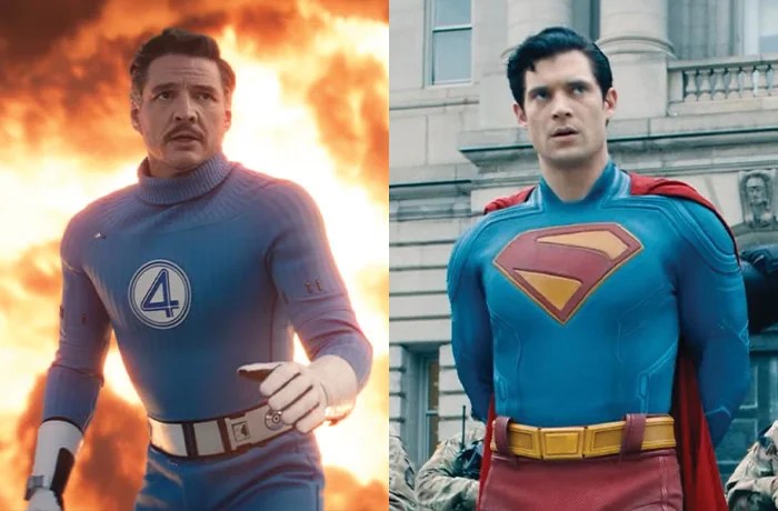 Pedro Pascal in The Fantastic Four: First Steps; David Corenswet in Superman (Left: Marvel Studios/20th Century Studios; Right: Courtesy of Warner Bros.)