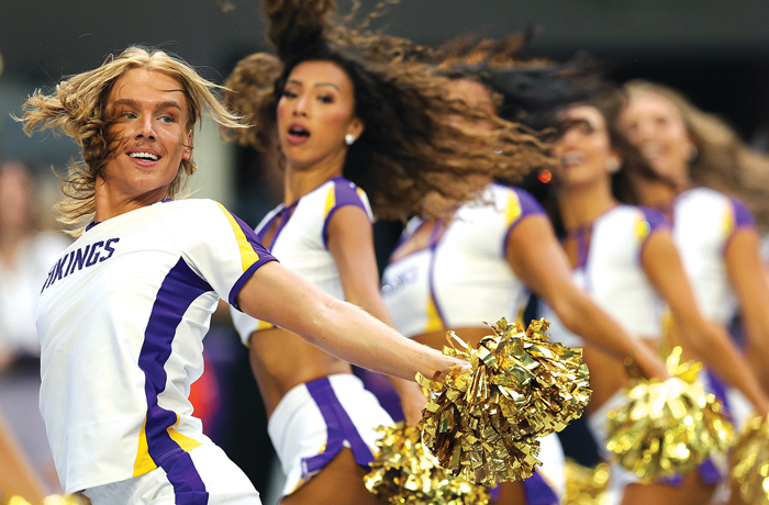 Minnesota Vikings cheerleader Blaize Shiek performs during the NFL preseason game between against the New England Patriots on Aug. 16 in Minneapolis, Minnesota. (David Berding/Getty Images)