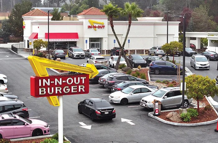 In-N-Out Burger restaurant on July 21 Daly City, California. The restaurant chain heiress and CEO Lynsi Snyder announced that she will be relocating her family from California to Tennessee, citing the challenges of raising a family and running a business in the state. (Justin Sullivan/Getty Images)