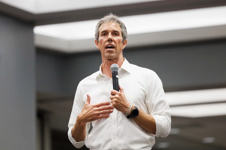 Former Texas congressman Beto O'Rourke speaks during a town hall, Tuesday, Aug. 5, 2025, at University of Nebraska Omaha in Omaha, Nebraska.