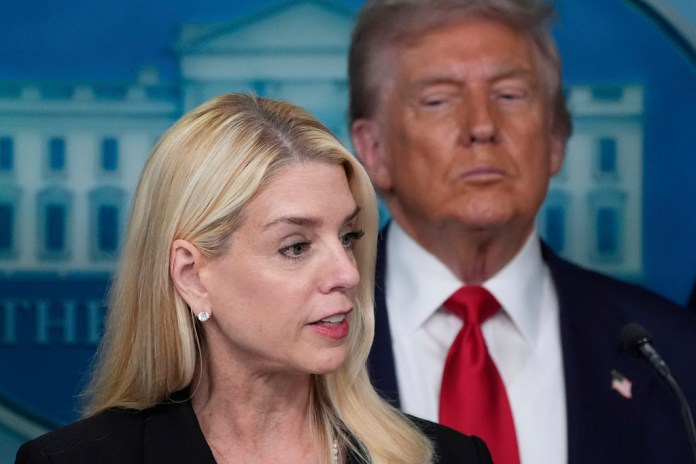 Attorney General Pam Bondi and President Donald Trump.