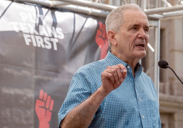 U.S. Rep. Lloyd Doggett speaks during the Fight The Trump Takeover Rally held at the State Capitol, Saturday, Aug. 16, 2025, in Austin, Texas, to protest congressional redistricting efforts by Texas Republicans and President Donald Trump.