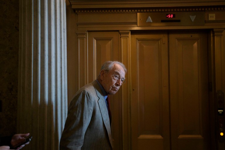 Sen. Chuck Grassley, R-Iowa, walks from the Senate chamber as Senate Republicans vote on President Donald Trump's request to cancel about $9 billion in foreign aid and public broadcasting spending, at the Capitol in Washington, Wednesday, July 16, 2025.