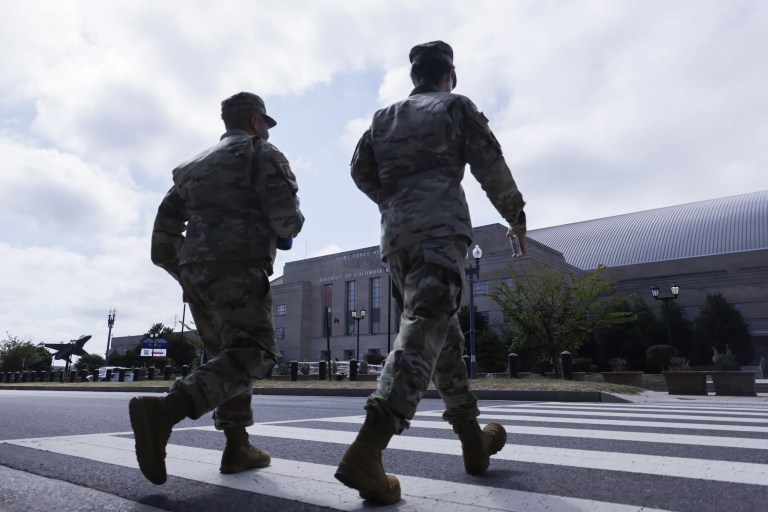 Drug Enforcement Administration head Terry Cole, the interim commissioner of D.C.'s Metropolitan Police Department. National Guard troops at the D.C. Armory in Washington, D.C., Aug. 12, 2025. President Donald Trump activated hundreds of National Guard troops and seized control of D.C. police to reduce crime in the district.