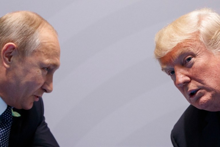 U.S. President Donald Trump meets with Russian President Vladimir Putin at the G-20 Summit on July 7, 2017, in Hamburg, Germany.