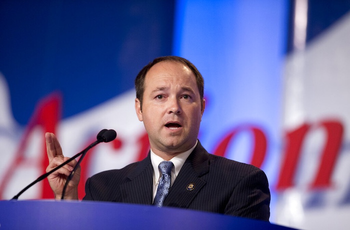 FILE - In this Sept. 26, 2014 file photo, U.S. Rep. Marlin Stutzman, R-Ind. speaks in Washington. The race to fill the seat of retiring Republican Sen. Dan Coats