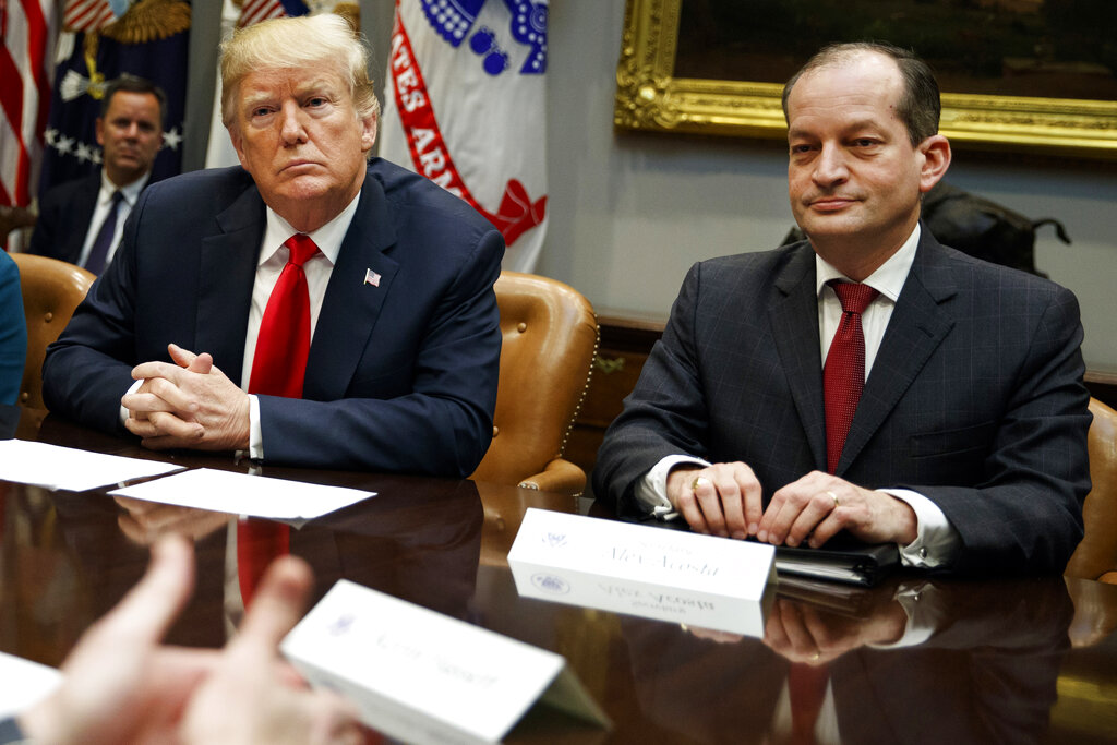 President Donald Trump and Labor Secretary Alexander Acosta.