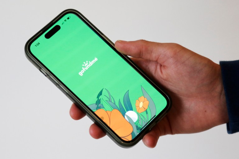 gofundme app displayed on a mobile phone screen