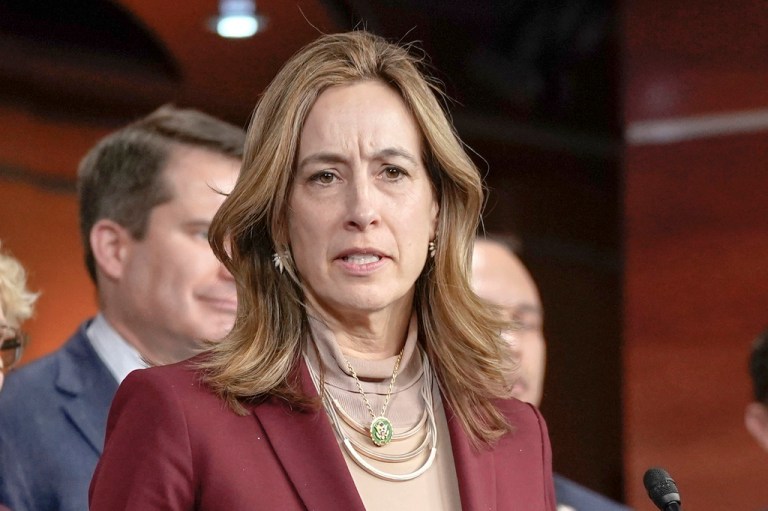 Rep. Mikie Sherrill, D-N.J., speaks during a news conference on Capitol Hill.