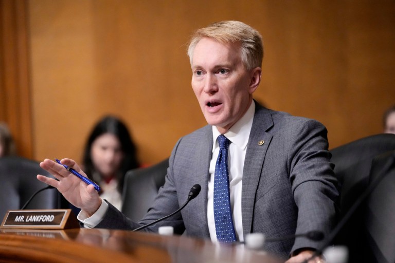 Sen. James Lankford, R-Okla., questions Dr. Mehmet Oz, President Donald Trump's pick to lead the Centers for Medicare and Medicaid Services, at Oz's confirmation hearing before the Senate Finance Committee on Capitol Hill in Washington, Friday, March 14, 2025. 