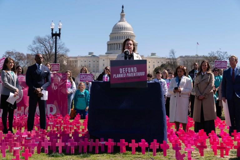 Susan B. Anthony Pro-Life America President Marjorie Dannenfelser speaks during an anti-abortion rally on Capitol Hill in Washington