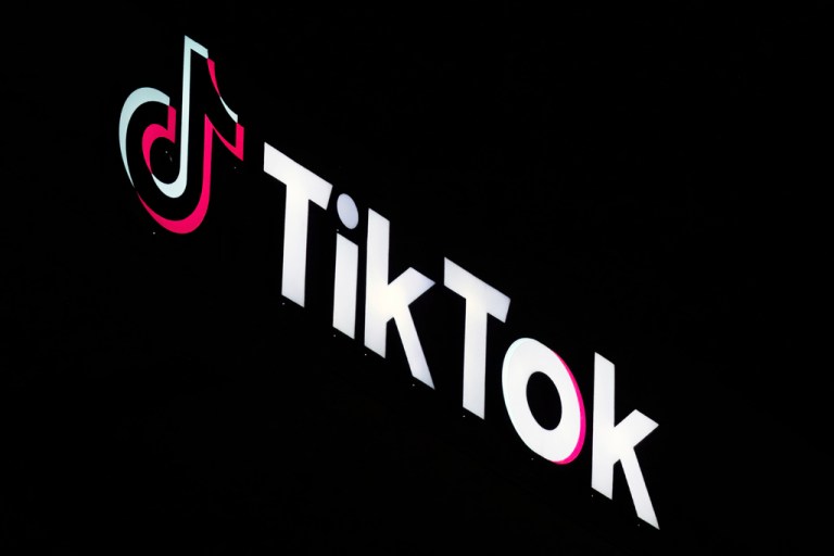 The TikTok logo is seen on a building.