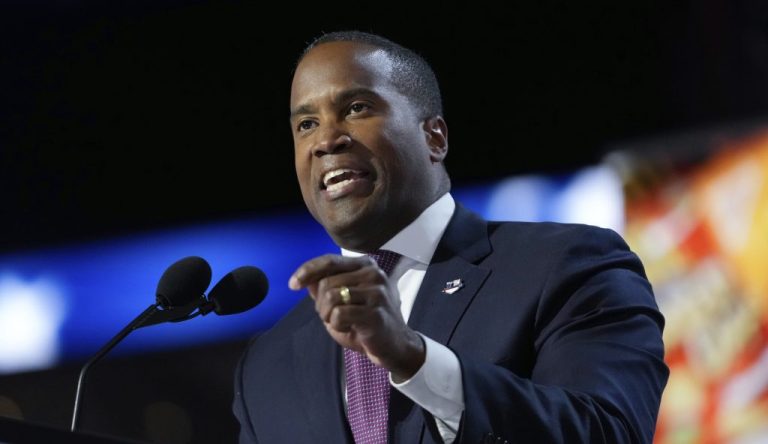 FILE - Rep. John James, R-MI., speaks during the Republican National Convention Monday, July 15, 2024, in Milwaukee.