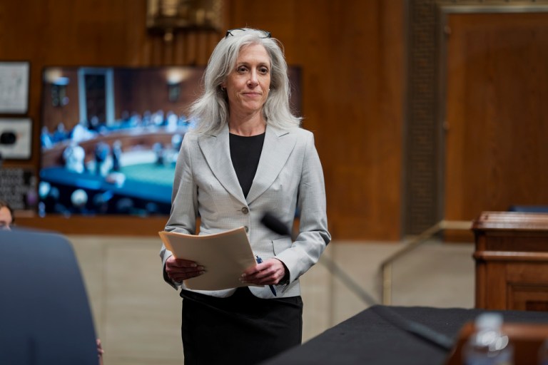 Susan Monarez testifies before the Senate HELP Committee, at the Capitol in Washington.