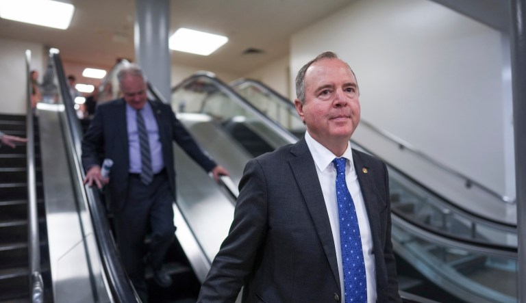 Sen. Adam Schiff, D-Calif., arrives for a classified briefing about President Donald Trump's directed strikes on Iranian nuclear facilities last weekend and his announcement on Monday that the two countries had reached a ceasefire agreement, at the Capitol in Washington, Thursday, June 26, 2025.