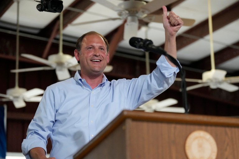 Rep. Andy Barr, R-Ky., speaks at the annual Fancy Farm picnic Saturday, Aug. 2, 2025, in Fancy Farm, Ky.