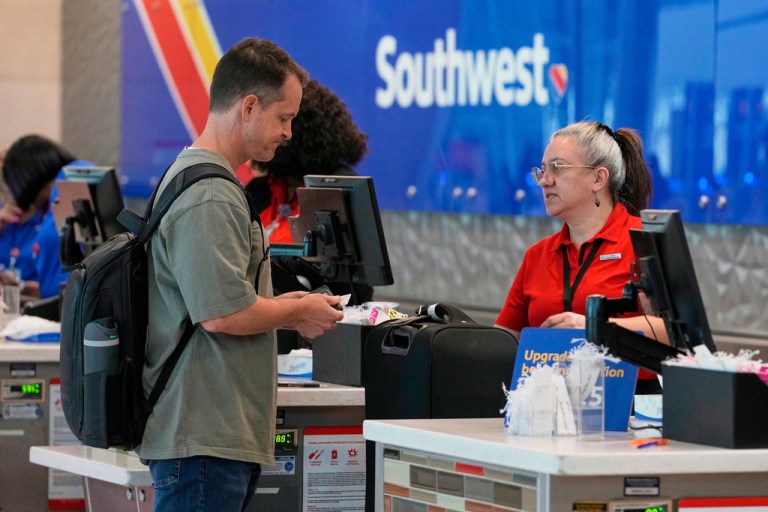 Southwest Airlines ticket kiosk at Dallas airport.