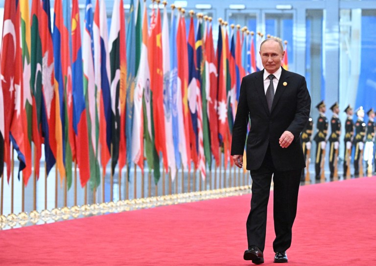 Russian President Vladimir Putin arrives at the Shanghai Cooperation Organization summit on Monday, Sept. 1, 2025, in Tianjin, China.
