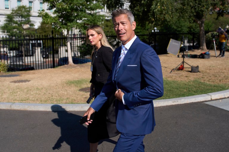 Transportation Secretary Sean Duffy walks to the White House
