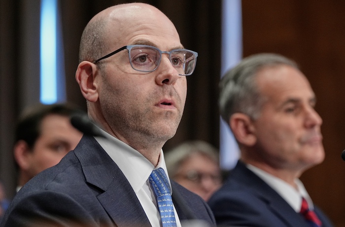 Stephen Miran testifies during a Senate Banking Committee hearing on his nomination to be a member of the Board of Governors of the Federal Reserve System, on Capitol Hill Thursday, Sept. 4, 2025, in Washington.