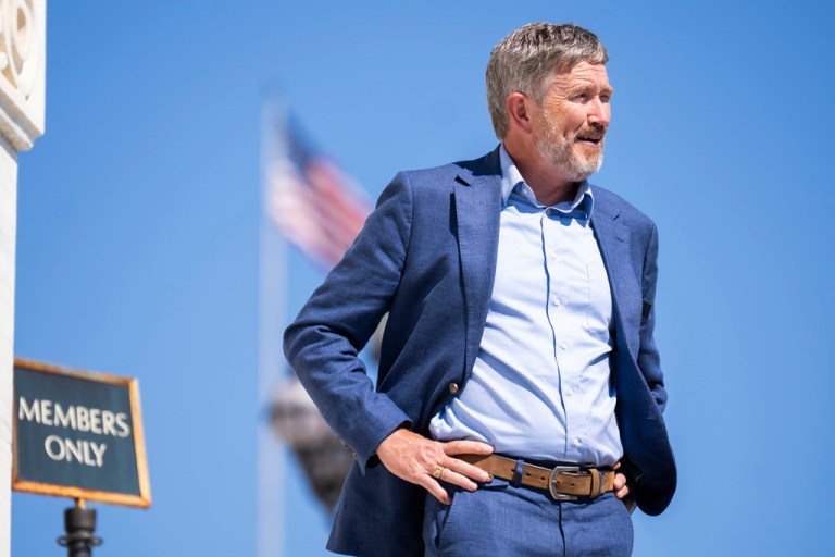 Rep. Thomas Massie, R-Ky., leaves the U.S. Capitol after the last votes of the week on Thursday, September 4, 2025. (Tom Williams/CQ Roll Call via AP Images)
