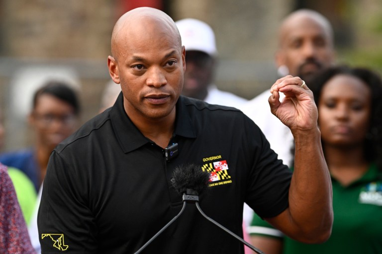 Maryland Gov. Wes Moore speaks during a news conference, Friday, Sept. 5, 2025, in Baltimore.