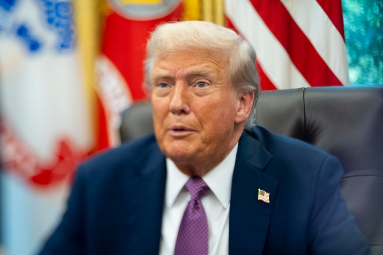 President Donald Trump speaks in the Oval Office of the White House, Friday, Sept. 5, 2025, in Washington.