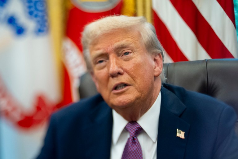 President Donald Trump speaks in the Oval Office of the White House, Friday, Sept. 5, 2025, in Washington.