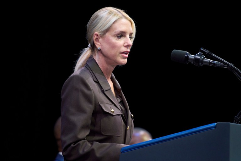 Attorney General Pam Bondi speaks.