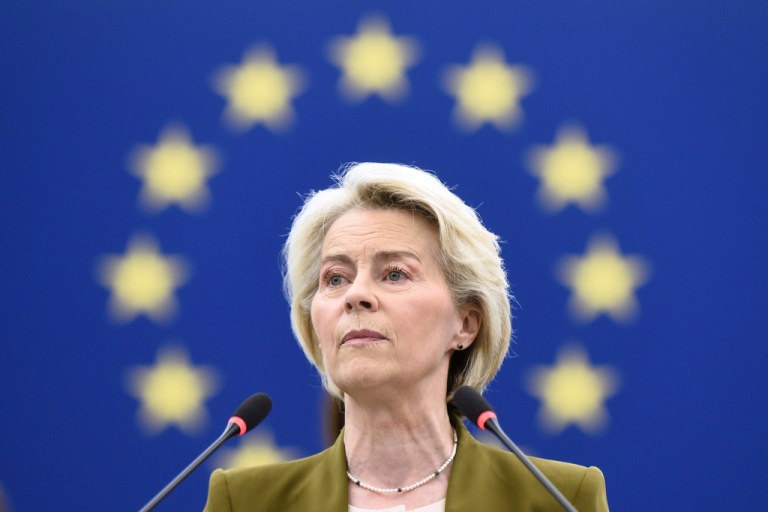 Ursula von der Leyen speaks during her annual State of the Union speech in France.