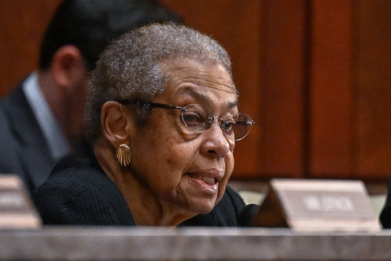 Rep. Eleanor Holmes Norton, D-DC., gives an opening statement during the House Committee on Oversight and Government Reform as they begin marking up a slate of bills concerning the District of Columbia at the U.S. Capitol on Wednesday, Sept.10, 2025, in Washington. (AP Photo/John McDonnell)