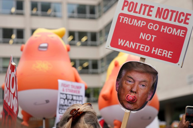 Though President Donald Trump didn't witness them in person, thousands of British leftists are protesting his state visit to the United Kingdom.