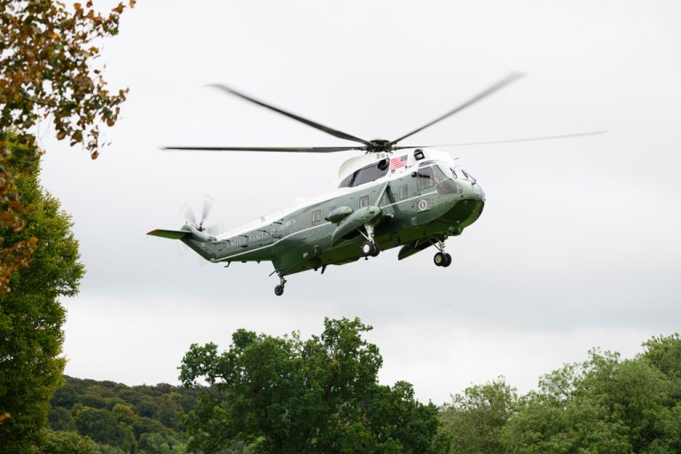 President Donald Trump was forced to make an emergency landing while traveling from Chequers to London's Stansted airport.