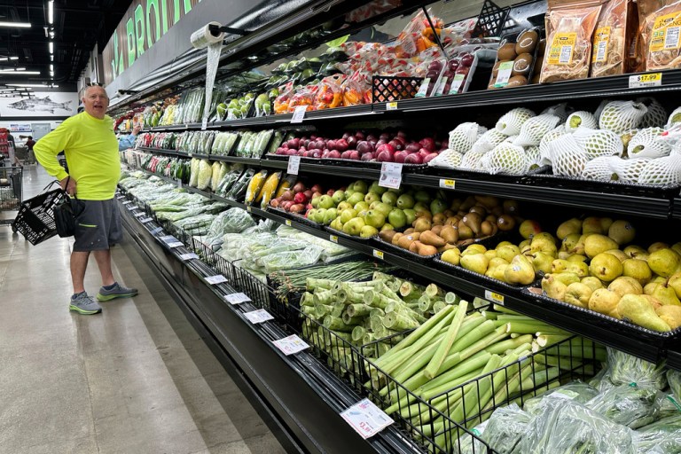Shopper shops at a grocery store.