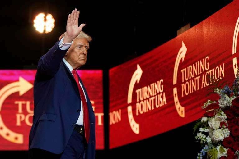 President Donald Trump at Charlie Kirk's Memorial.