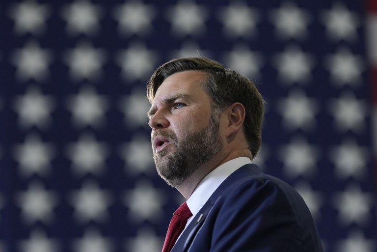 Vice President JD Vance speaks about tax cuts and support for law enforcement at Concord–Padgett Regional Airport, Wednesday, Sept. 24, 2025, in Concord, N.C.
