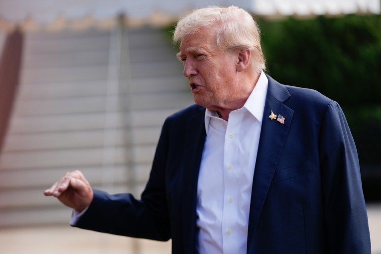 Marine One carrying President Donald Trump departs the White House.