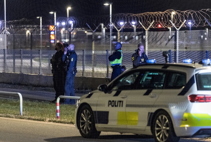 Danish police patrol at Copenhagen Airport.