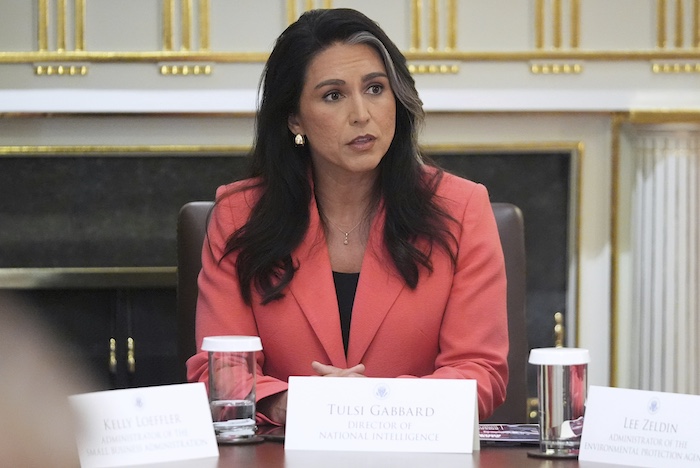 Director of National Intelligence Tulsi Gabbard, speaks during a cabinet meeting with President Donald Trump.