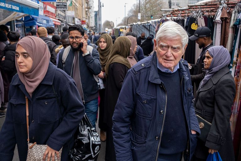With just 5 days until the end of Ramadan, Whitechapel Market is bustling with activity on 25th March 2025 in London, United Kingdom. Whitechapel is an ethnically diverse and vibrant neighbourhood in the East End which is home to a significant population of Bangladeshi residents. This can be seen along the pavements where Whitechapel Market and the surrounding shops interact with this truly multicultural society. (photo by Mike Kemp/In Pictures via Getty Images)